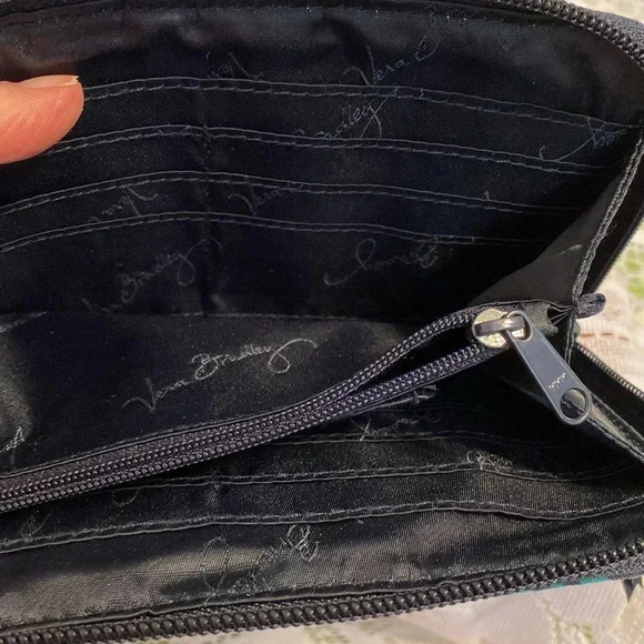 Vera Bradley Tri-Fold Navy Floral Pattern Wallet - Picture 6 of 11